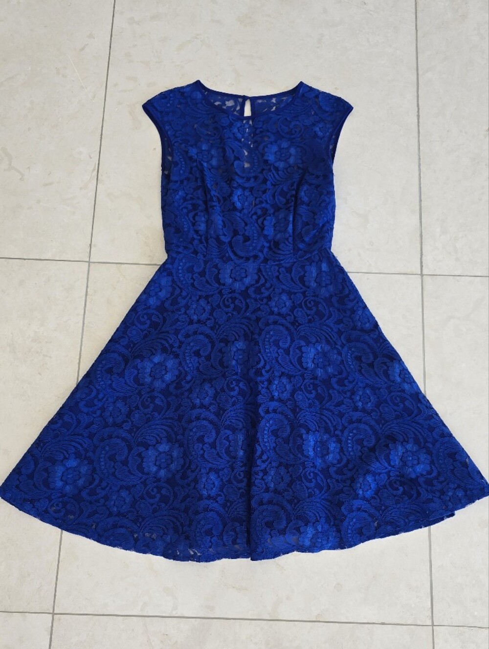 Muse Royal Blue Floral Lace Fit-and-Flare Adora Dress Size 2P